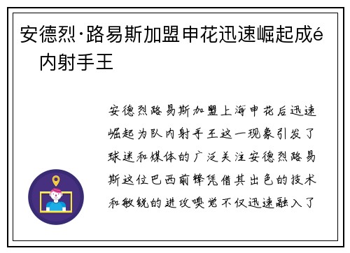 安德烈·路易斯加盟申花迅速崛起成队内射手王 安德烈·路易斯加盟申花迅速崛起成队内射手王